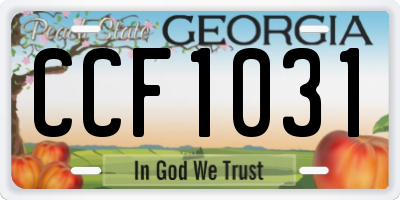 GA license plate CCF1031