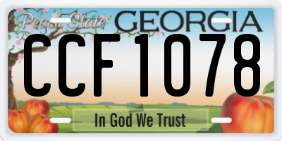GA license plate CCF1078