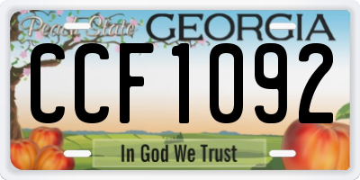 GA license plate CCF1092
