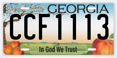GA license plate CCF1113