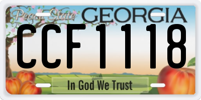 GA license plate CCF1118