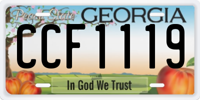 GA license plate CCF1119