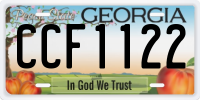GA license plate CCF1122