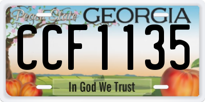 GA license plate CCF1135