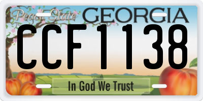 GA license plate CCF1138