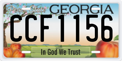 GA license plate CCF1156
