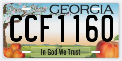 GA license plate CCF1160