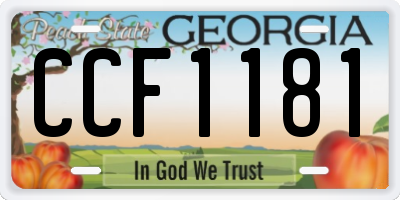 GA license plate CCF1181