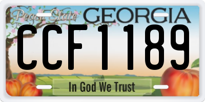 GA license plate CCF1189