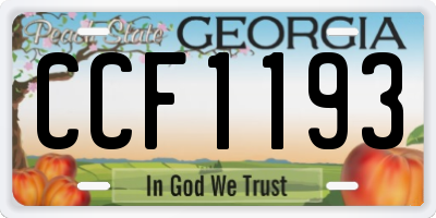 GA license plate CCF1193