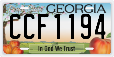 GA license plate CCF1194