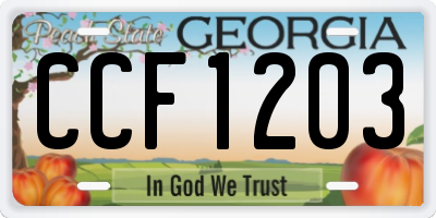 GA license plate CCF1203