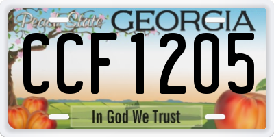 GA license plate CCF1205