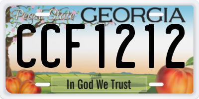 GA license plate CCF1212