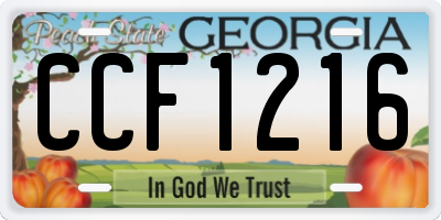 GA license plate CCF1216