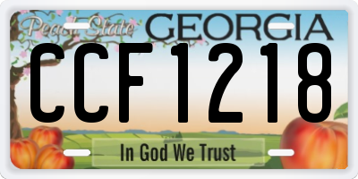 GA license plate CCF1218