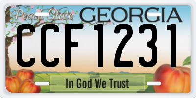 GA license plate CCF1231