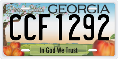 GA license plate CCF1292