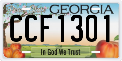 GA license plate CCF1301