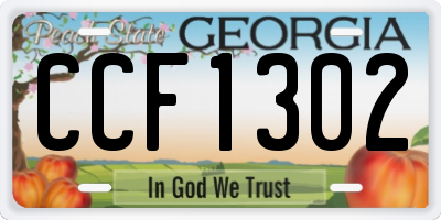 GA license plate CCF1302