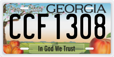 GA license plate CCF1308