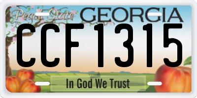 GA license plate CCF1315