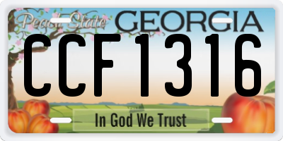 GA license plate CCF1316