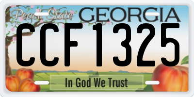 GA license plate CCF1325