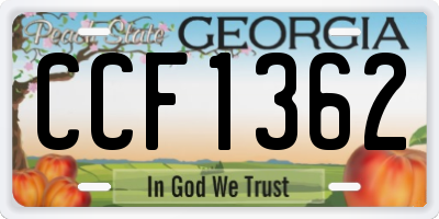 GA license plate CCF1362