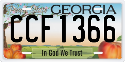 GA license plate CCF1366
