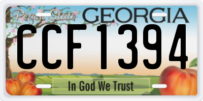 GA license plate CCF1394