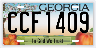 GA license plate CCF1409