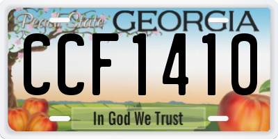 GA license plate CCF1410