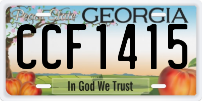 GA license plate CCF1415