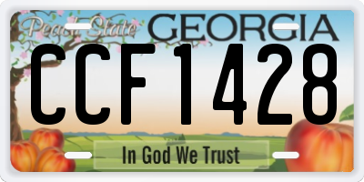 GA license plate CCF1428