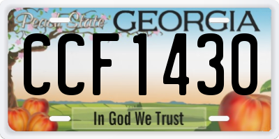 GA license plate CCF1430