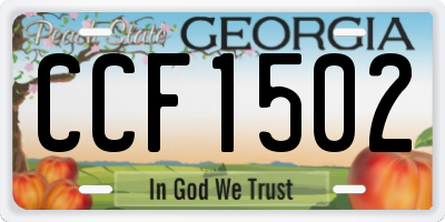 GA license plate CCF1502