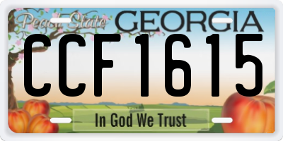 GA license plate CCF1615