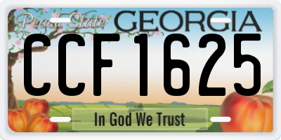 GA license plate CCF1625