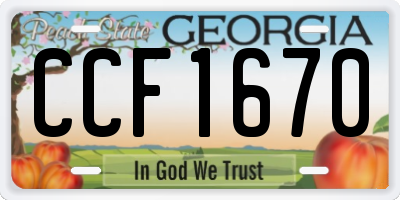 GA license plate CCF1670