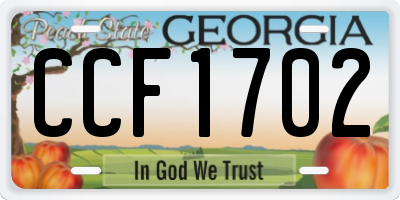 GA license plate CCF1702