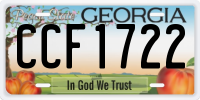 GA license plate CCF1722