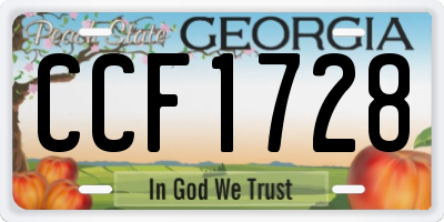 GA license plate CCF1728