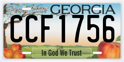 GA license plate CCF1756