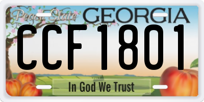 GA license plate CCF1801