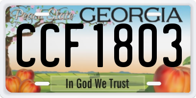 GA license plate CCF1803
