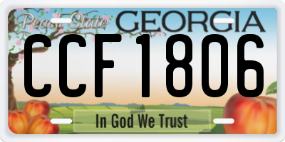 GA license plate CCF1806