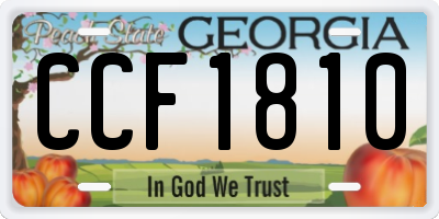 GA license plate CCF1810