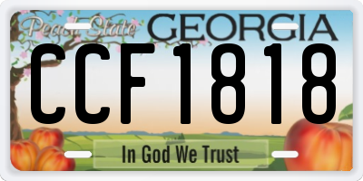 GA license plate CCF1818