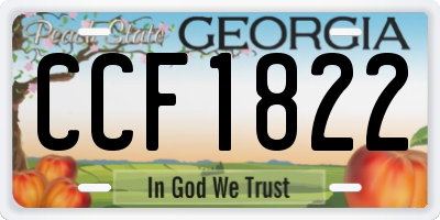 GA license plate CCF1822